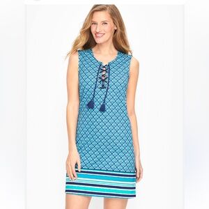 Talbots Teal and Navy Sleeveless Dress